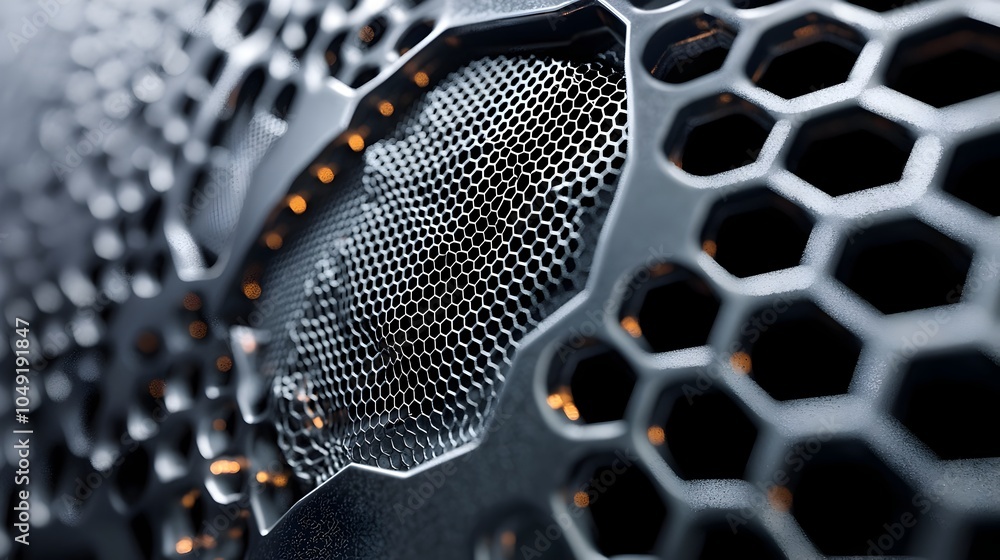Poster close up view of an intricate graphene honeycomb structure showcasing the scientific advancements an