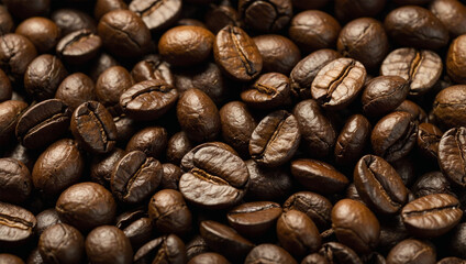 Obraz premium Close up of roasted coffee beans background