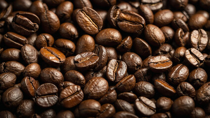 Close up of roasted coffee beans background