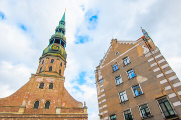 Old street in old Riga. The city is capital of Latvia that is well known to be a very popular...
