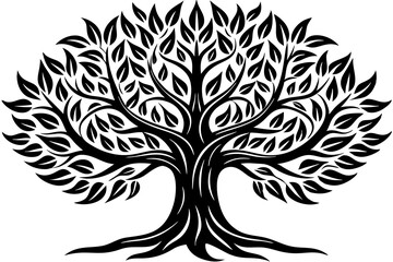 Obraz premium A green stylised tree design element symbolising growth, nature or the environment