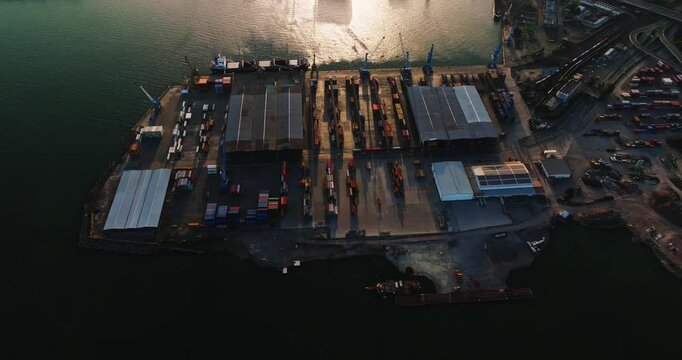 Container Area Of Large Black Sea Bay In Burgas Bulgaria Transportation Industry Customs