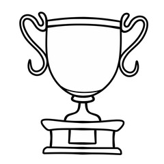 Line art trophy cup isolated on white background