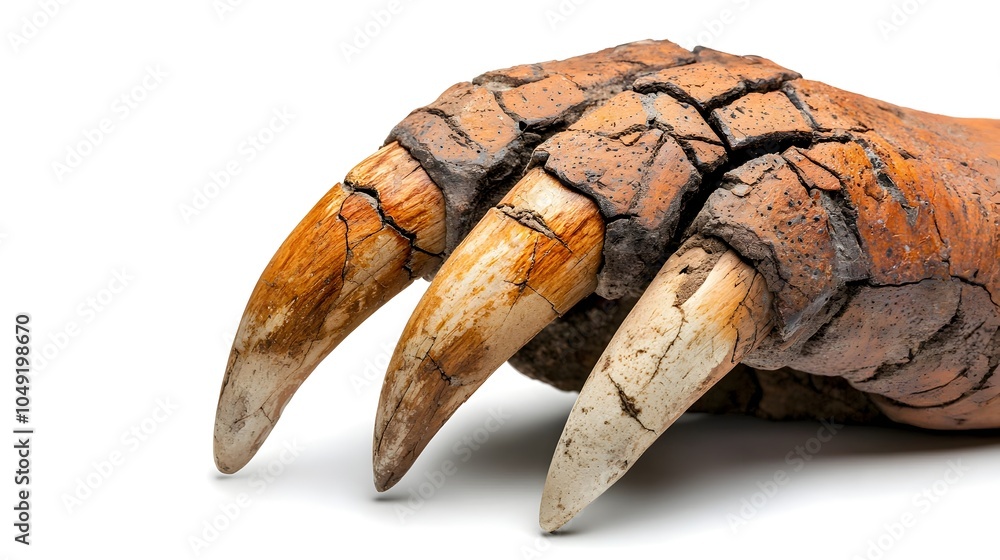 Poster closeup view of an intricately detailed fossilized claw from an ancient theropod dinosaur species hi