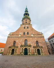 Fototapeta premium Old street in old Riga. The city is capital of Latvia that is well known to be a very popular tourism destination in the Baltic region