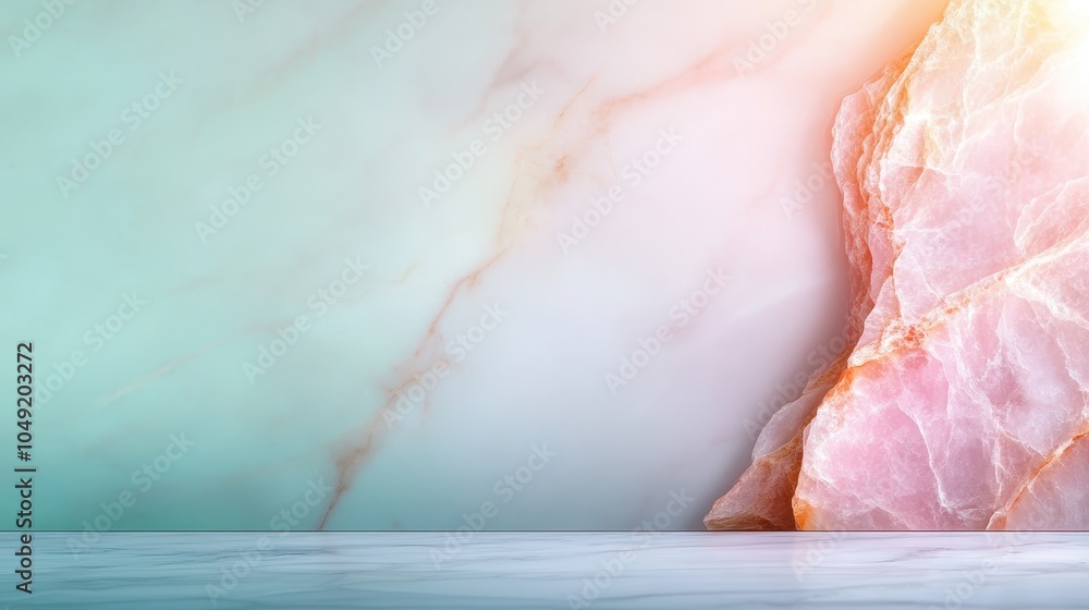 Poster this image highlights a striking blend of natural rock formations with smooth marble in a pastel-hue