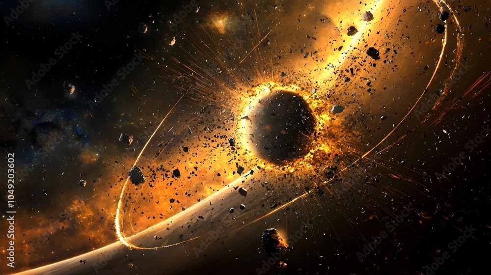 Aufkleber Conceptual of advanced magnetic devices attracting and collecting metallic space debris in orbit enabling sustainable space and recycling of valuable resources