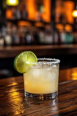 Refreshing Chilled Margarita with Salted Rim