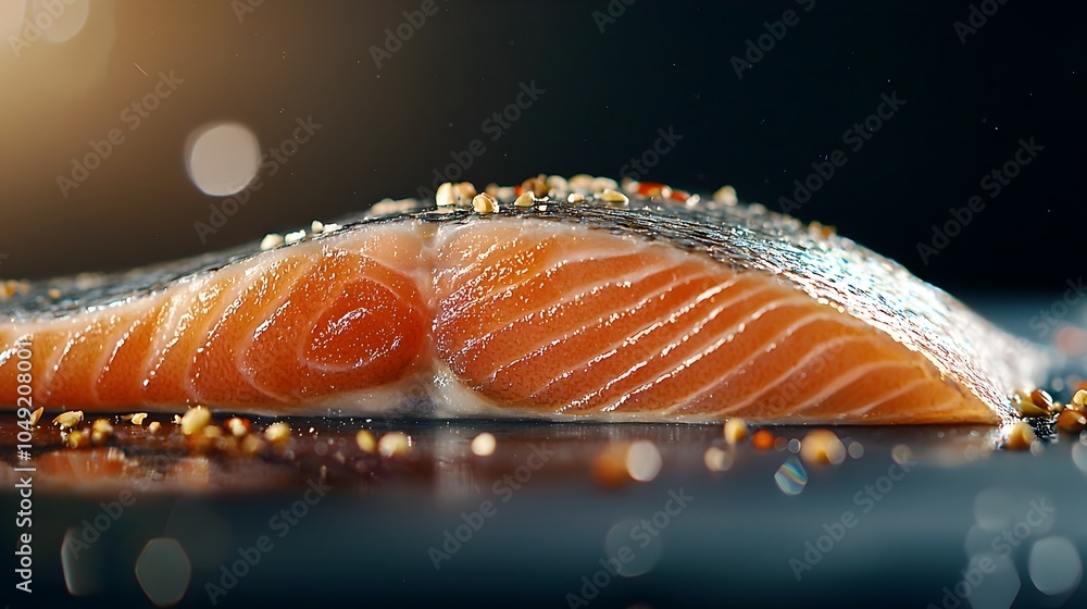 Poster a close up photograph showcasing the glistening shimmering surface of a freshly prepared anchovy fil