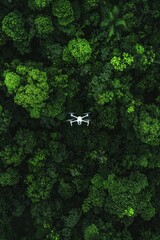 Drone Capturing Lush Forest from Above