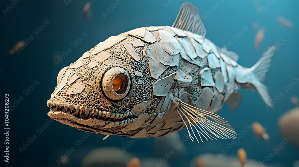 Aufkleber A mesmerizing display of a well preserved coelacanth fossil an ancient and enigmatic marine creature showcasing its intricate scaled skin and the wonders of prehistoric life