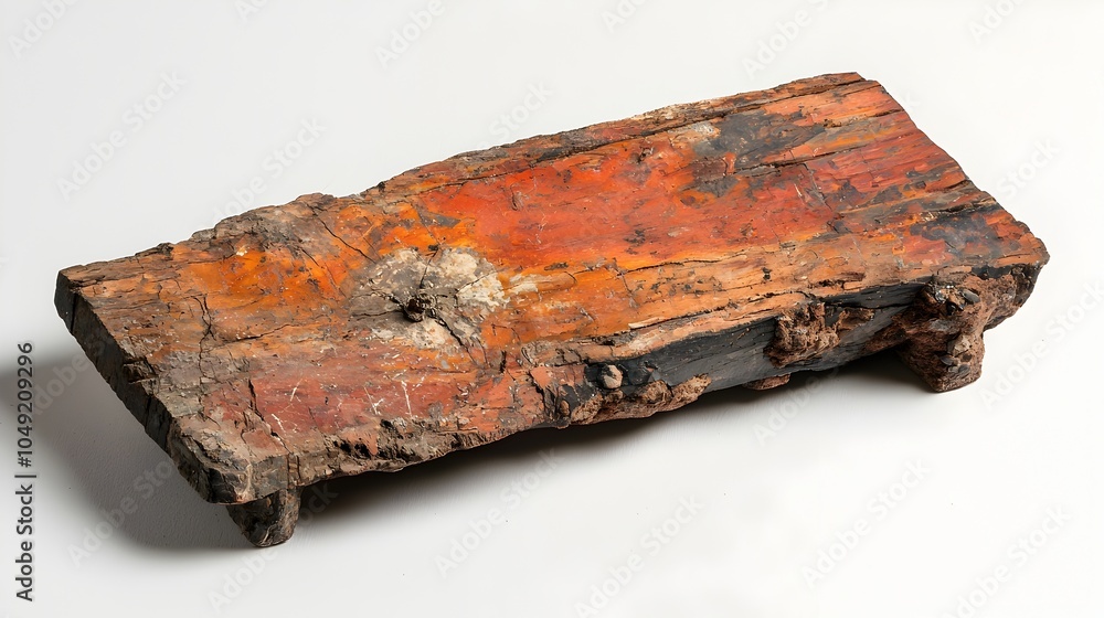 Aufkleber angled display of a fragment of petrified wood showcasing the intricate natural textures and pattern