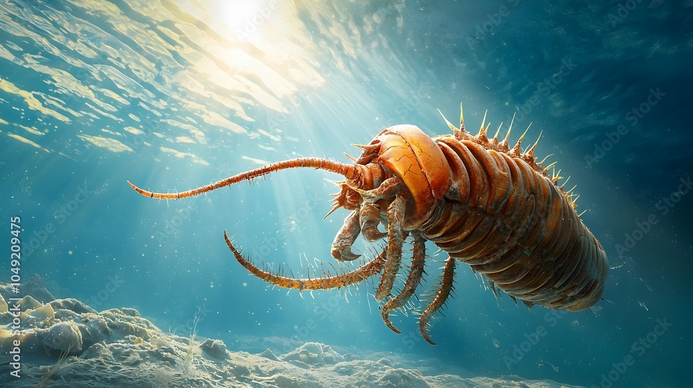 Aufkleber anomalocaris fossil from the cambrian period showcases prehistoric marine creature revealing insight