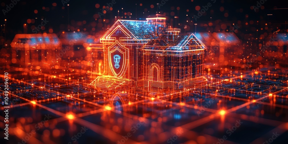 Poster Digital Representation of a Building with a Shield