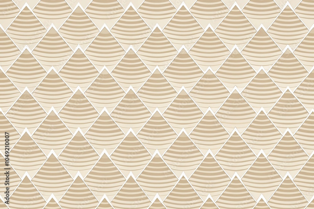 Poster seamless minimalist pattern with subtle wave and triangle design in beige and cream