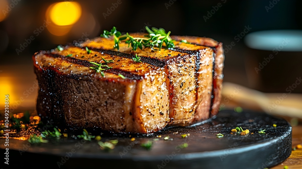 Aufkleber detailed cross section view showcasing the natural texture and rich color of a succulent swordfish s