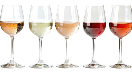 Elegant Collection of Wine Glasses With White and Red Varieties Generative AI