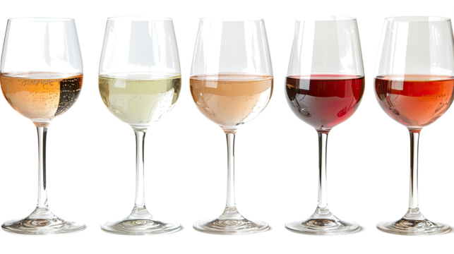 Elegant Collection of Wine Glasses With White and Red Varieties Generative AI
