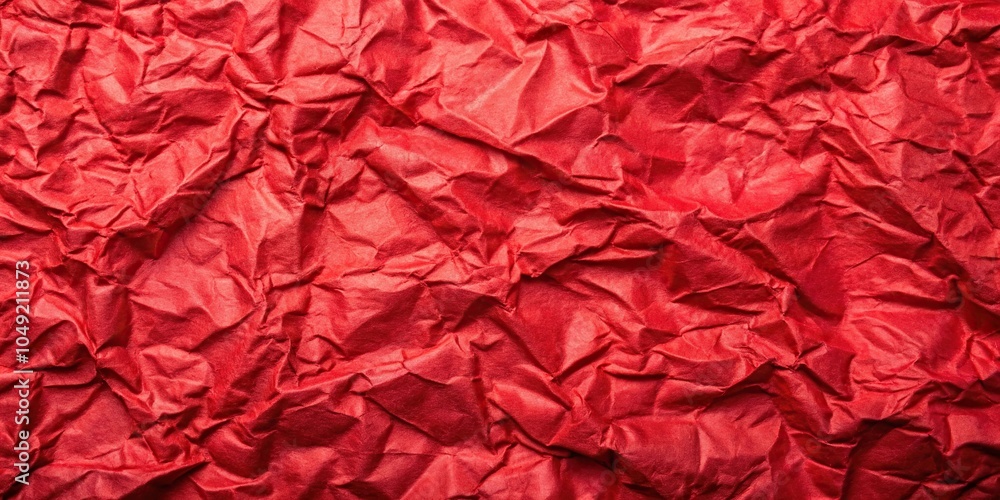 Poster red crumpled paper texture background with abstract shapes