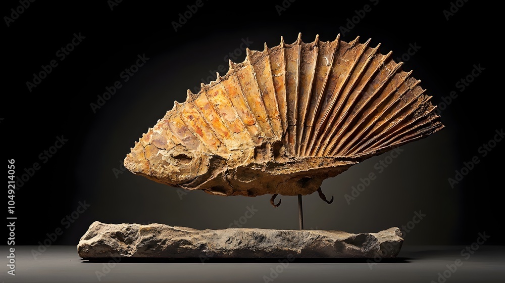 Aufkleber dimetrodon spine sail fossil displayed upright in natural history museum exhibit prehistoric extinct