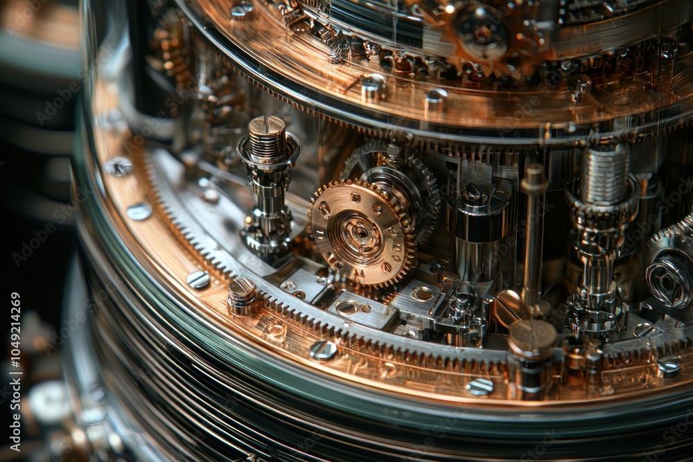 Poster Close-up of intricate mechanical gears and components
