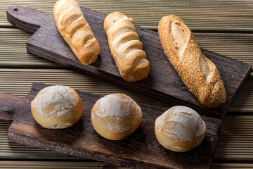fresh bread on a wooden board