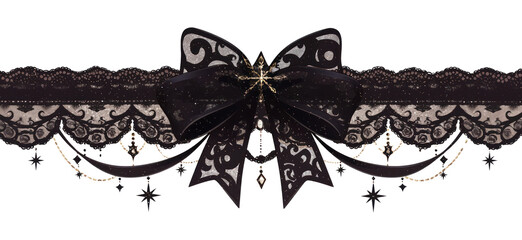 PNG Black star lace illustration accessories.