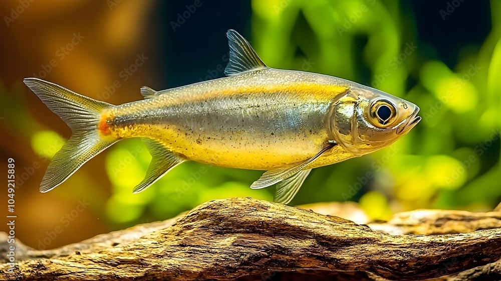 Aufkleber elegant and shiny milkfish positioned with tail slightly raised in a simple minimalist underwater sc