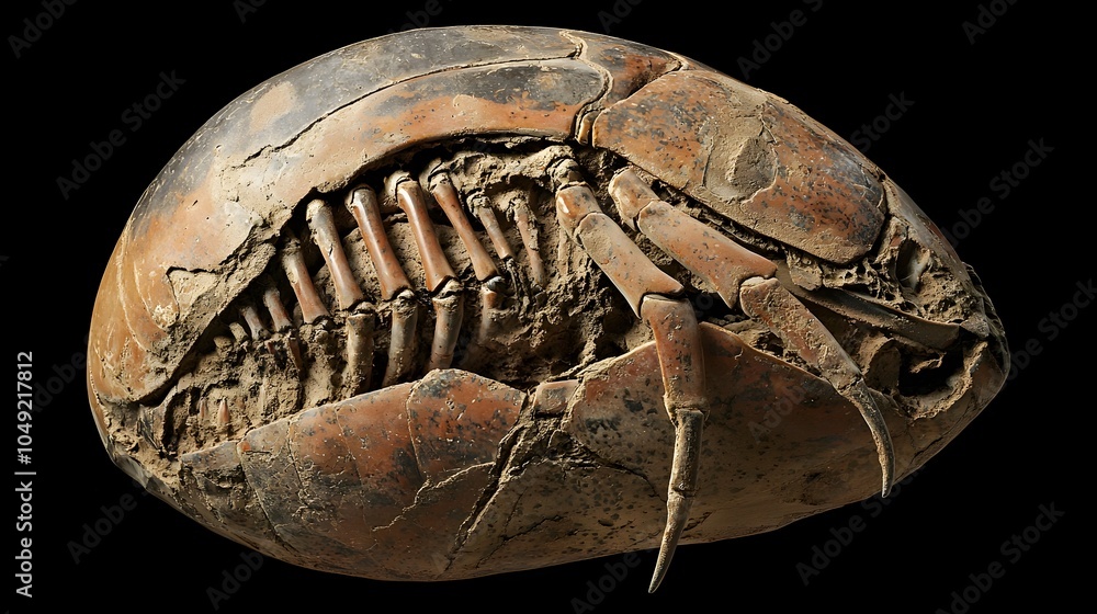 Poster Exquisite Horseshoe Crab Fossil Revealing Intricate Body Segments and Detailed Textures of this Ancient Marine Invertebrate Organism