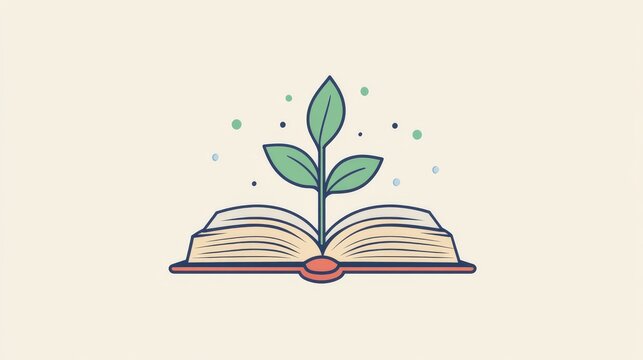 book with green plant growing clip art preview