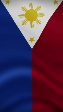 Philippines Waving Flag in Vertical Orientation. Realistic Flag Animation. Seamless Loop Background.