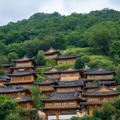 Fototapeta premium Peaceful Village on a Steep Hill