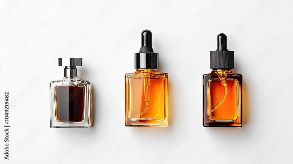 Poster elegant aftershave bottles displayed on a clean white surface generative ai