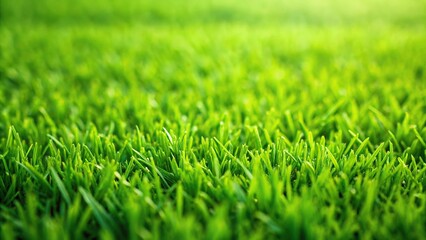 Fresh green lawn texture with shallow depth of field creating a plain grass background