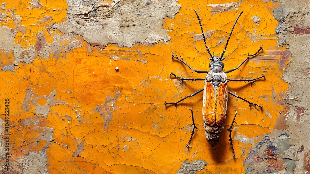 Poster fossilized remnants of a primitive insect perfectly preserved within a shale rock formation providin