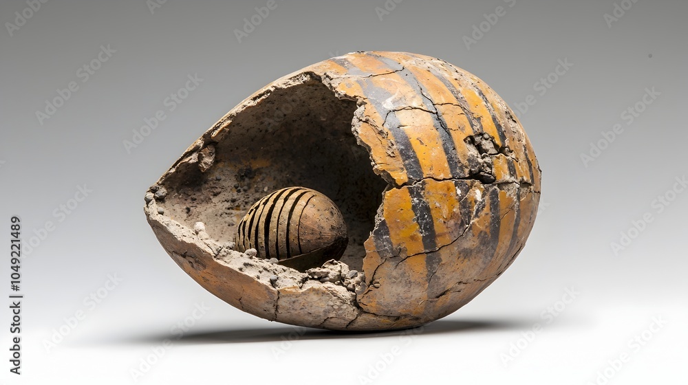 Poster fossilized seed pod from an ancient extinct plant species preserved in a rock formation providing a 