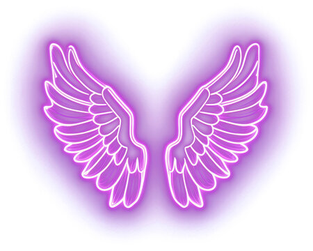 PNG Cute wings light neon illustration.