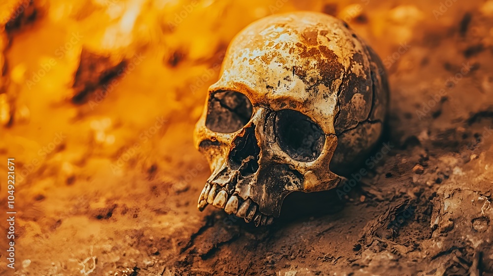 Aufkleber fossilized skull of an early human ancestor such as homo erectus providing valuable insights into th