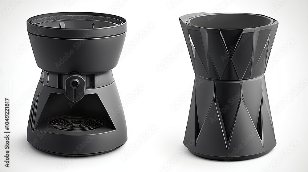Poster modern coffee makers showcasing sleek design and functionality generative ai