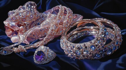 Fototapeta premium Elegant jewelry collection with vibrant gemstones