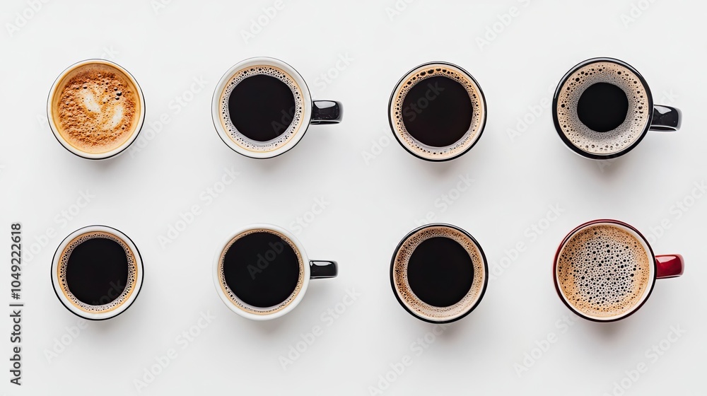 Poster cups of hot beverages arranged neatly on a flat surface generative ai