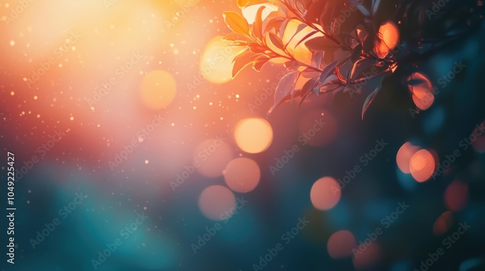 Poster warm glowing bokeh background with soft lights