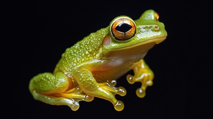 Obraz premium Green Tree Frog with Orange Eyes