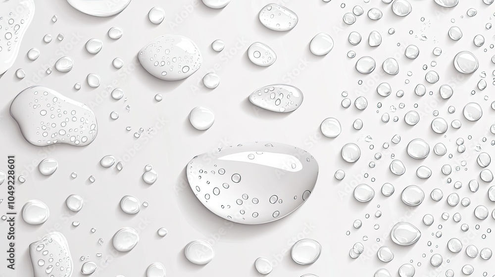 Aufkleber water droplets creating patterns on a smooth surface after rainfall generative ai