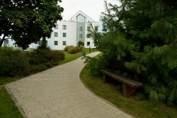 Beautiful spa park and spa house Olga in Bechyn, Czech Republic