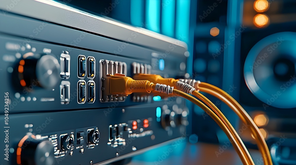 Poster Intricate web of cables and connectors powering the latest smart TV technology enabling seamless multimedia experiences in modern households