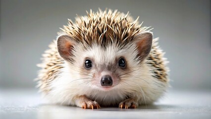 Long eared hedgehog in cute pose on white background