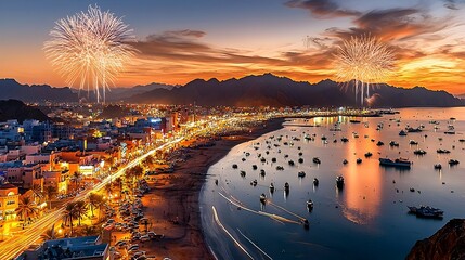 Lively and Colorful Oman National Day Featuring Festive Parades Patriotic Displays and Dazzling Fireworks Lighting up the Night Sky