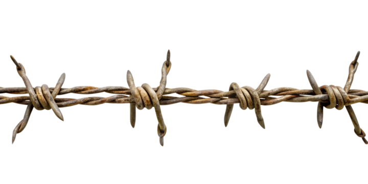 Barbed wire or spike wire fench