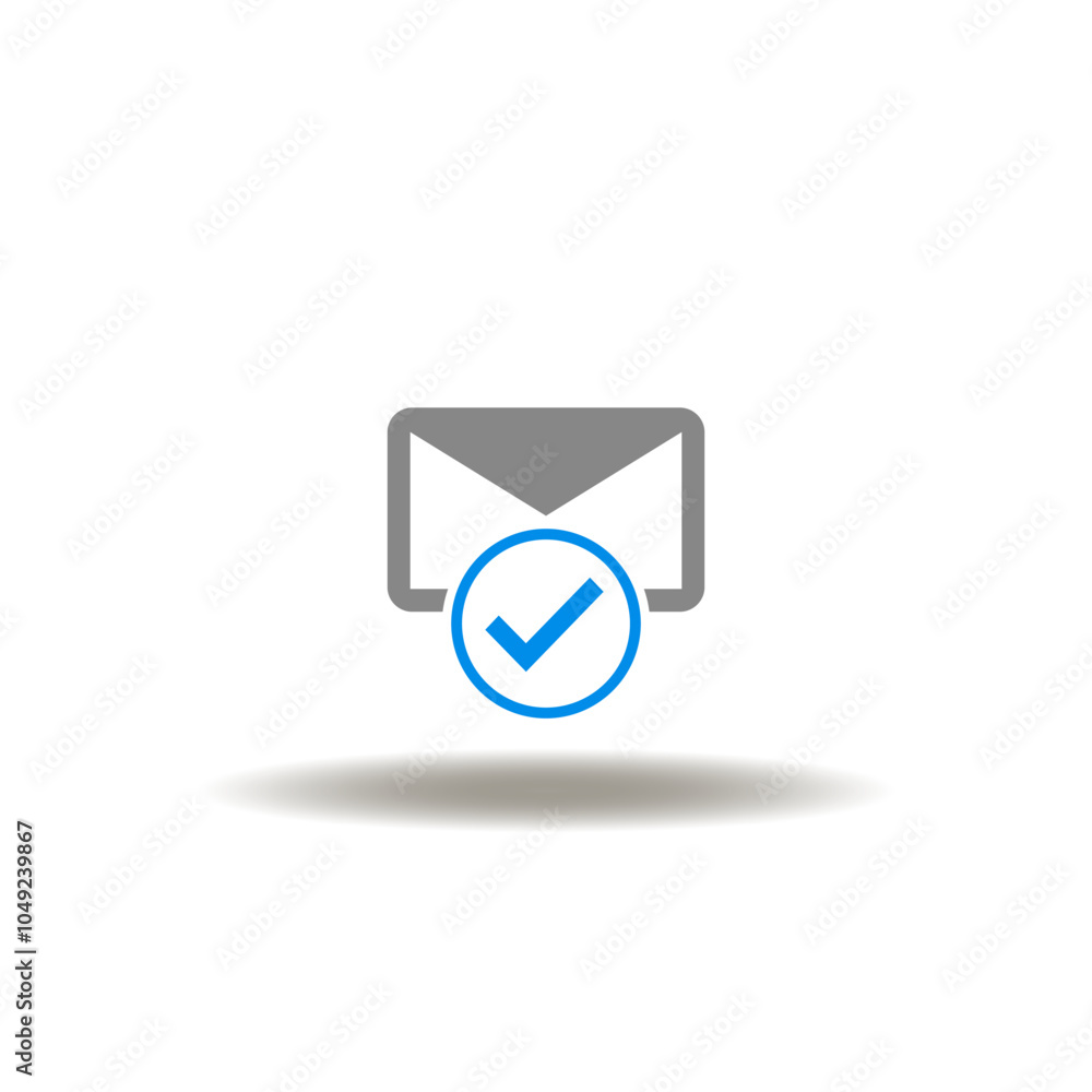 Poster vector illustration of mail envelope with check mark. symbol of message.